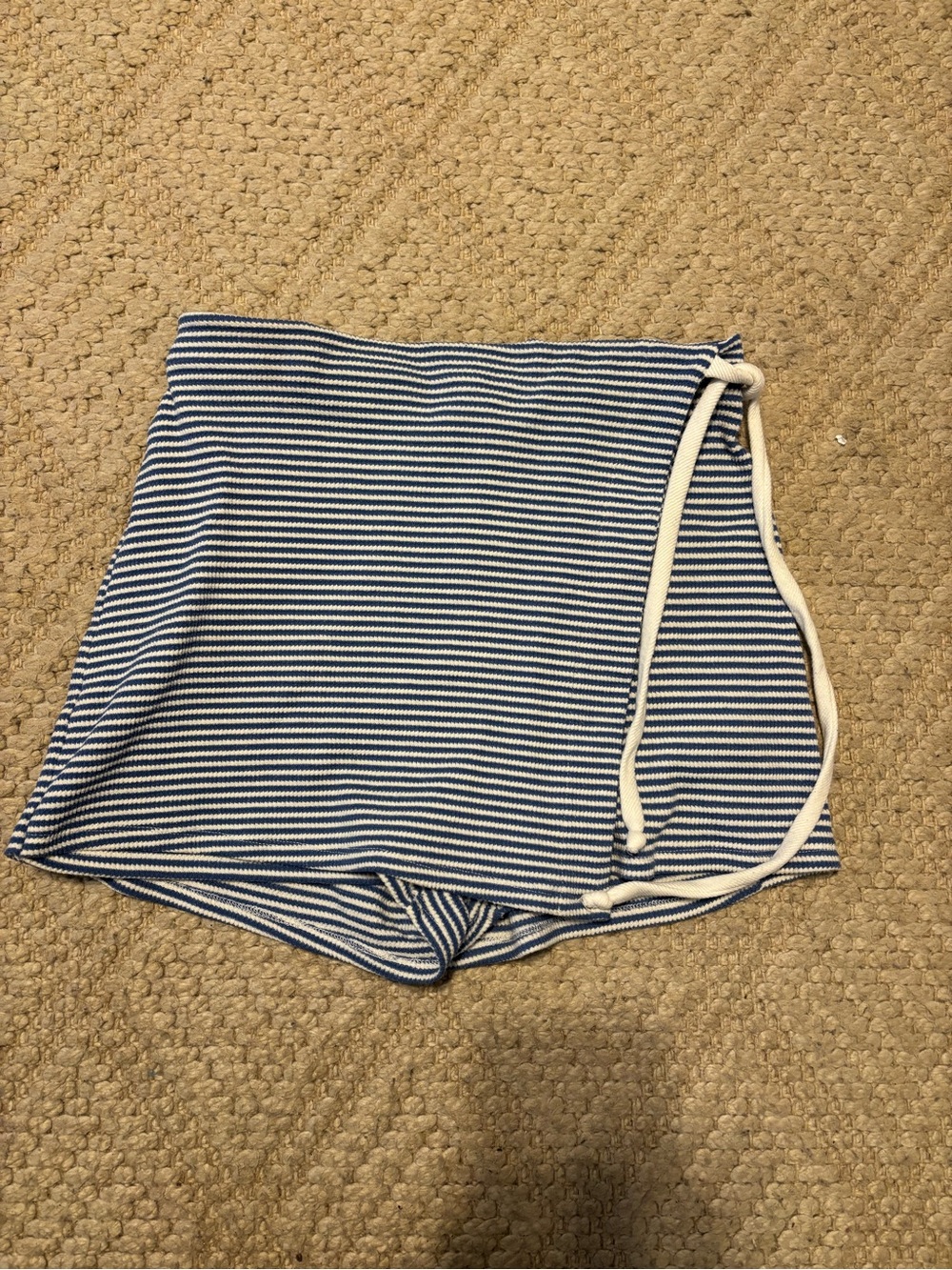 Striped Navy and White Drawstring Waist Shorts